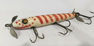 Vintage Eger Bait Co.  Dillinger Wooden Florida Fishing Lure Tact Eyes Torpedo