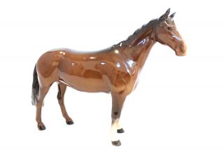 Vtg Beswick England Brown Thoroughbred Stallion Porcelain Horse Ornament - G23