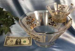 Vintage Chip And Dip Bowl Set: 3 - Piece — Gold Fleur - De - Lis.  6296