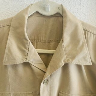 Vintage US Military Khaki Button Up Shirt Size Large Short Sleeve 2