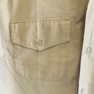 Vintage US Military Khaki Button Up Shirt Size Large Short Sleeve 3