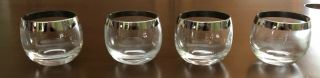 4 Vintage Roly Poly Silver Band Glasses Mid Century Dorothy Thorpe Style Retro