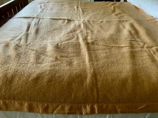 Vintage Kenwood 100 Wool Blanket Peach With Satin Trim Measures 70 " X 84 "