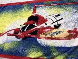 Vintage Budweiser Beer Beach Towel 1990 Anheuser Busch Racing Motorboat Drag 90s 2
