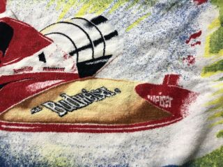 Vintage Budweiser Beer Beach Towel 1990 Anheuser Busch Racing Motorboat Drag 90s 3