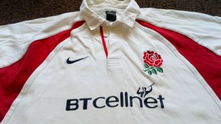 England 2001 - 2002 rugby Nike long sleeve shirt jersey vintage BT Cellnet LARGE 2