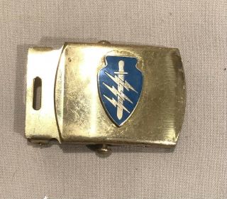 Vintage Military Brass Belt Buckle With Special Forces Insignia