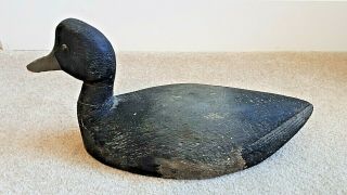 Vintage Hand Made 13 Inch Wood Black Duck Decoy