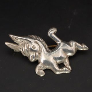 Vtg Sterling Silver - Antique Mexico Trotting Donkey Burro Brooch Pin - 3.  5g
