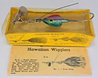 Vintage Fred Arbogast Hawaiian Wiggler No.  1 - 1/2 Weedless Lure W/box & Instruct