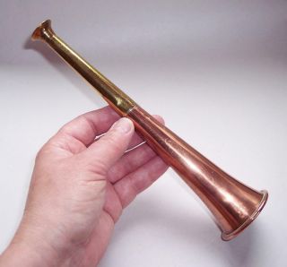 Vintage Antique Copper & Brass Hunting Horn Bugle 8.  75 " Long - Tally Ho