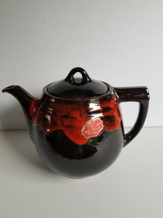 Royal Canadian Art Pottery Teapot Tea Pot With Red Drip Large Sized Vintage