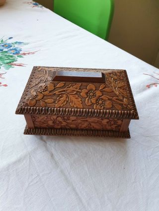 Vintage Antique Handmade Wooden Music Box Switzerland