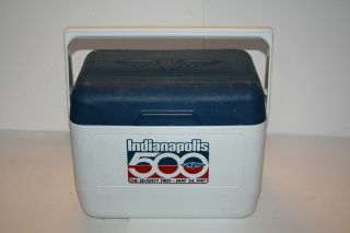 Vintage 1987 Indianapolis 500 Speedway Gott Tote 12 Cooler White Blue 1811/12