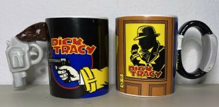 2 Vintage 90s Disney Dick Tracy Mug with Gun Handle Coffee Cup by Applause 2