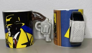 2 Vintage 90s Disney Dick Tracy Mug with Gun Handle Coffee Cup by Applause 3