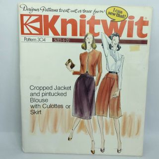 Knitwit Sewing Pattern 304 Jacket Blouse Culottes Skirt Size 6 - 22 Vintage