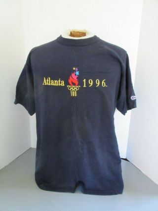 Vintage 1996 Atlanta Olympics Champion Navy Blue T - Shirt Size Large