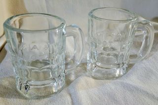 2 Vintage 3 - 1/8 " A&w Root Beer Glass Mug With Embossed Lettering Euc