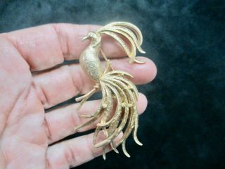 Vintage Gold Tone Figural Brushed Bird Brooch/pin