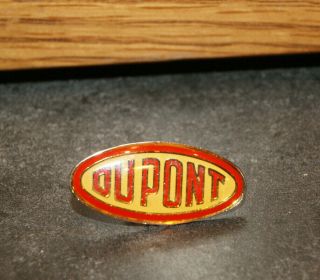 Vintage Dupont Logo Classic Pinback Oval 1 3/8 Inch Pin Back
