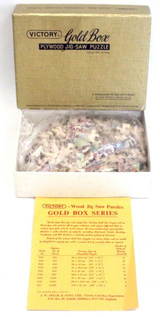 Vtg Ltd Ed Collectable Victory " Gold Box " Plywood Jigsaw Puzzle 7103 Boxed - N12