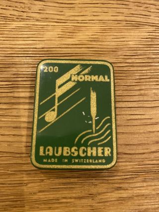 Vintage Gramophone Needle Tin Laubscher Normal Switzerland Nadeldose L1