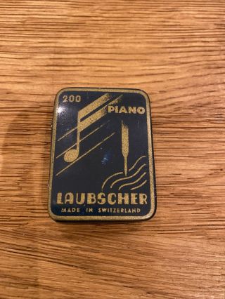 Vintage Gramophone Needle Tin Laubscher Piano Switzerland Nadeldose L2