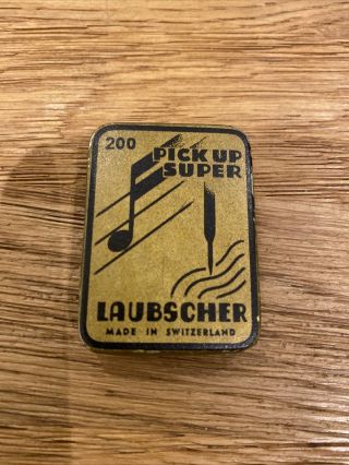 Vintage Gramophone Needle Tin Laubscher Pick - Up Switzerland Nadeldose L3