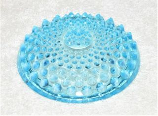 Vintage Fenton Glass Blue Opalescent Hobnail Vanity Powder Dish Lid Only