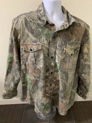 Vintage Advantage Timber Camouflage Classics Button Up Long Sleeve Shirt Men Xl