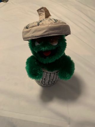 Vintage Applause Sesame Street Oscar The Grouch In Trash Can Plush Figure 14 "