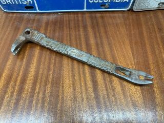 Vintage Pry Bar Nail Puller Crate Wrecking Bar Forged Steel - - Unique Design