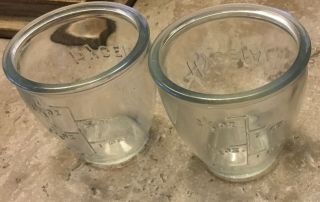 Two Vintage Hygeia Embossed Glass Measuring Cup Lid For Baby Bottle