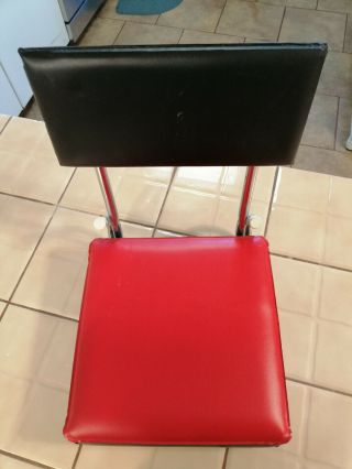 Vintage Red Black Industries Folding Stadium Bleacher Padded Seat Chair