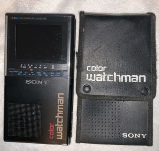 Vintage Sony Watchman Portable Lcd Color Tv Model: Fdl - 320 With Case