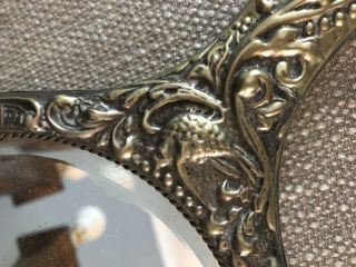 VINTAGE Silver Plated Embossed Dressing Table Vanity HAND MIRROR Art Noveau 3