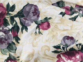 Vintage Botanical Bed Skirt King Dust Ruffle Floral Dan River Gathered 13” Drop