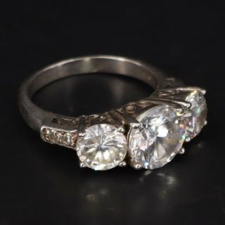 Vtg Sterling Silver - White Cz Cubic Zirconia Cluster Cocktail Ring Size 5 - 4g