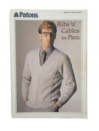 Patons Book 781 Ribs And Cables For Men Jumpers Sweater Vintage Knit Patterns