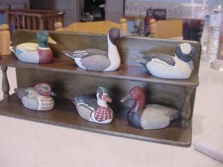 Vtg.  1984 Complete Set Of 6 Avon Collector Series Duck Series And Display Shelf