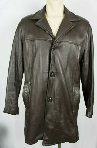 Custom Coat Co Inc Brown Mens Deerskin Leather Button Jacket Coat Medium Large?