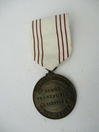 Vintage Red Cross Blood Transfusion Medal On Ribbon - 10 Transfusions London