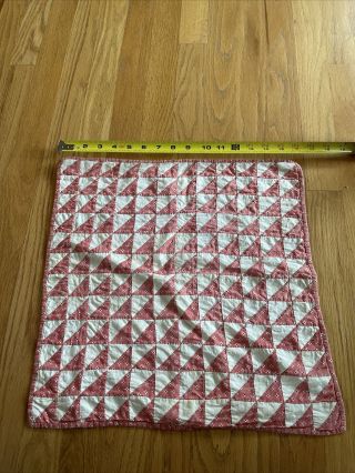Vintage 16”x16” Doll Baby Bed Carriage Quilt Home Made Early Cotton Fabrics