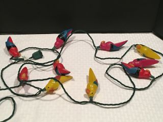 Vintage Tiki Bar Parrots Blow Mold For Party String 10 Light Set Patio Rv Camper
