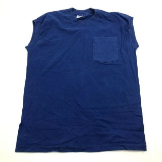 Vintage Bvd Sleeveless Shirt Tank Top Size Large L Loose Fit Blue Ringer Workout