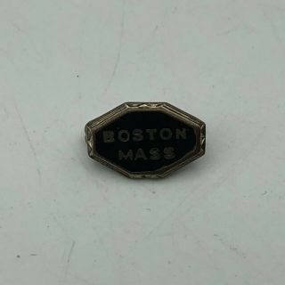 Vintage Boston Mass Massachusetts Small Lapel Pin Silver Tone,  Black M7