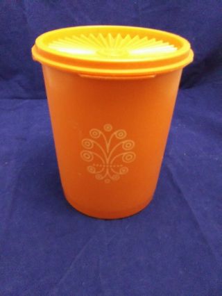 Vintage Tupperware Orange Servalier Canister 811 - 3 With Lid 6” Tall,  4” Wide