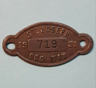 1931 Saint Joseph Missouri Dog Tax Tag Dog License Tag Vintage Exonumia