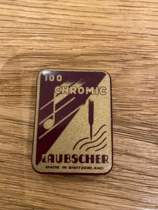 Vintage Gramophone Needle Tin Laubscher Chromic Switzerland Nadeldose L9
